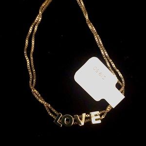 LOVE bracelet by Loft, Gold Tone adjustable double chain, sliding letters